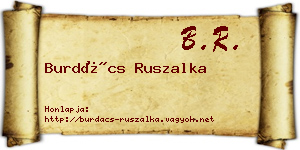 Burdács Ruszalka névjegykártya